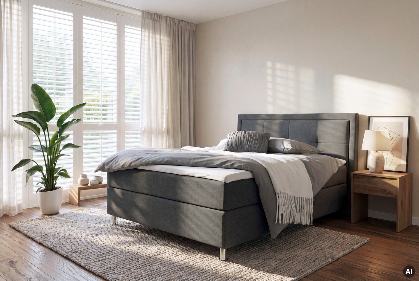 Home affaire Boxbett FERGUS, Polsterbett mit Bettkasten, inkl. Taschenfederkernmatratze H3, mit Topper, Strukturstoff-Bezug, 120x200 cm, Metallfüße in Chromopti – Bild 2 von 5