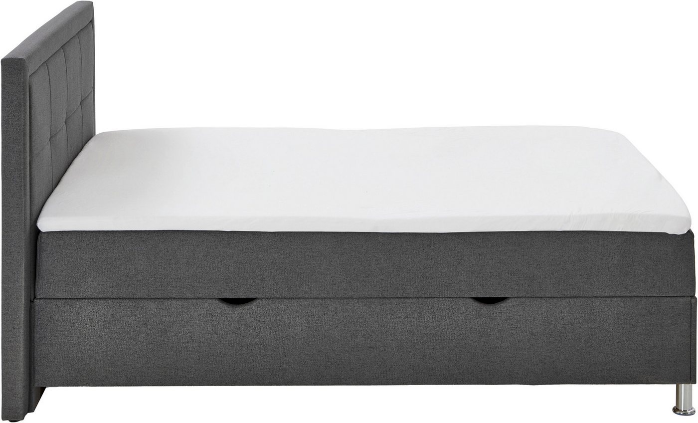 Home affaire Boxbett FERGUS, Polsterbett mit Bettkasten, inkl. Taschenfederkernmatratze H3, mit Topper, Strukturstoff-Bezug, 120x200 cm, Metallfüße in Chromopti – Bild 5 von 5