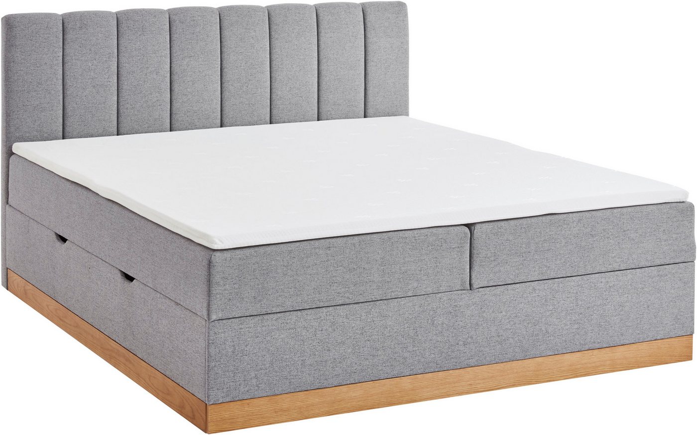 Home affaire Boxbett FRAPELLE, Polsterbett mit Bettkasten und Taschenfederkernmatratze H3, mit Topper, Strukturstoff-Bezug, Sockel eichefarbig, 180x200cm – Bild 4 von 5