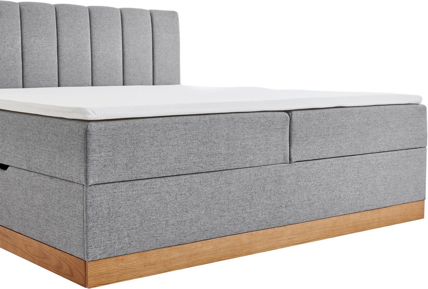 Home affaire Boxbett FRAPELLE, Polsterbett mit Bettkasten und Taschenfederkernmatratze H3, mit Topper, Strukturstoff-Bezug, Sockel eichefarbig, 180x200cm – Bild 5 von 5