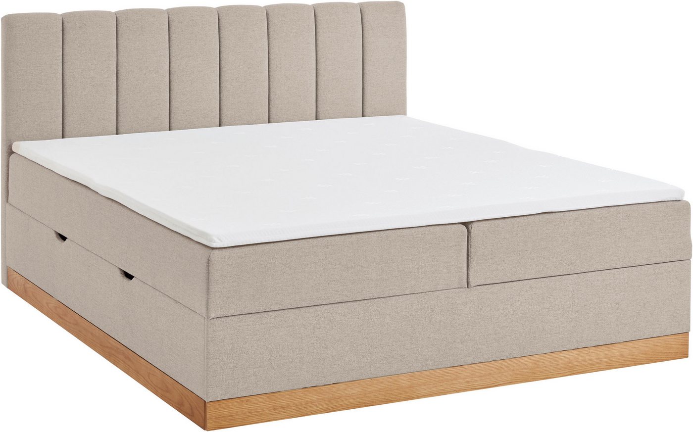Home affaire Boxbett FRAPELLE, Polsterbett mit Bettkasten und Taschenfederkernmatratze H3, mit Topper, Strukturstoff-Bezug, Sockel eichefarbig, 180x200cm – Bild 4 von 5