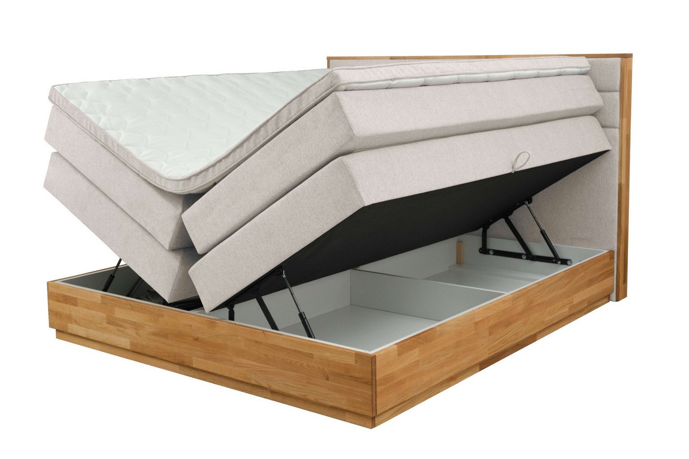 Home affaire Boxspringbett Evelina, Doppelbett, Polsterbett, Komfortbett, 160 & 180 cm, inkl. 6 cm Topper, zwei Bettkästen, Taschen-Federkernmatratze in H3 – Bild 3 von 5