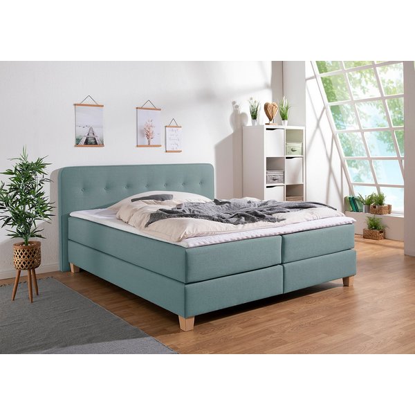 Home affaire Boxspringbett Fargo, inkl. Topper, in 3 Matratzenarten, in Samt- oder Strukturstoff