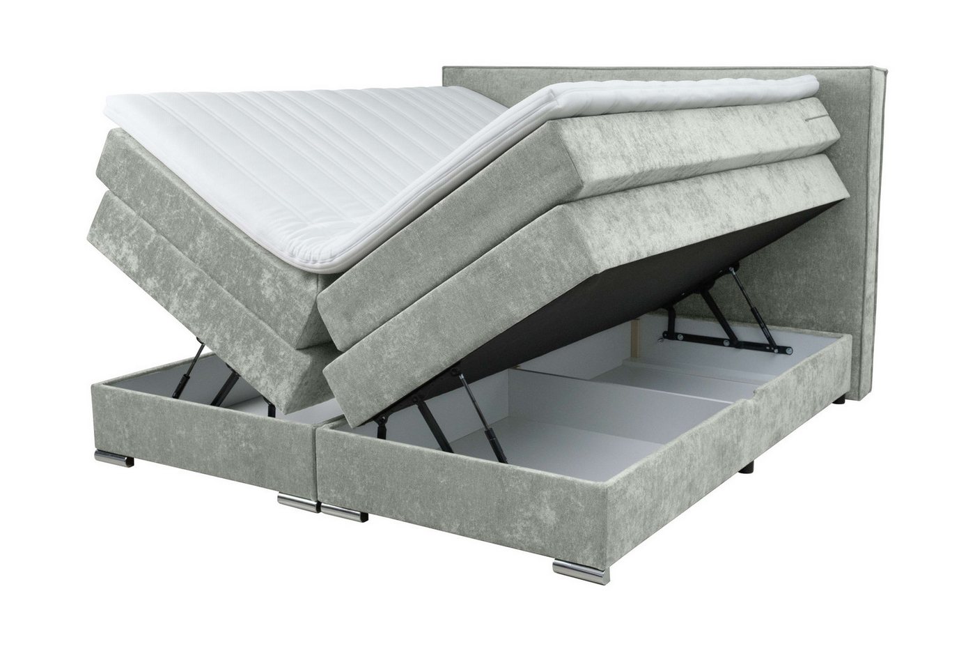 Home affaire Boxspringbett Romeo, Doppel- & Polsterbett, Federkernbett, Komfortbett, 160, 180 cm, inkl. 6 cm Topper, zwei Bettkästen, Taschen-Federkernmatratze  – Bild 3 von 5