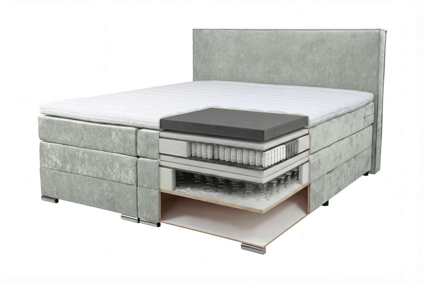 Home affaire Boxspringbett Romeo, Doppel- & Polsterbett, Federkernbett, Komfortbett, 160, 180 cm, inkl. 6 cm Topper, zwei Bettkästen, Taschen-Federkernmatratze  – Bild 4 von 5