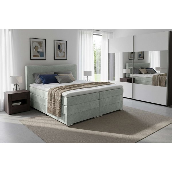 Home affaire Boxspringbett Romeo, Doppel- & Polsterbett, Federkernbett, Komfortbett, 160, 180 cm, inkl. 6 cm Topper, zwei Bettkästen, Taschen-Federkernmatratze 
