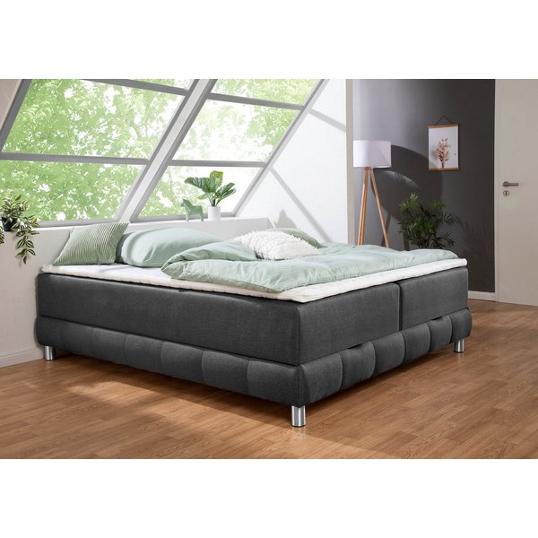 Home affaire Boxspringbett Vaasa, für Dachschrägen geeignet, inkl. Bettkasten und Topper