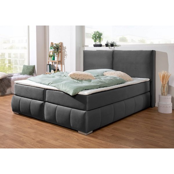 Home affaire Boxspringbett Wehma, inkl. Topper in 3 verschiedenen Matratzen, auch in Samtstoff