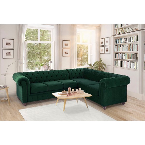 Home affaire Chesterfield-Sofa Duc Ecksofa L-Form, hochwertige Knopfheftung im Rücken, Samtoptik mit changierender Optik