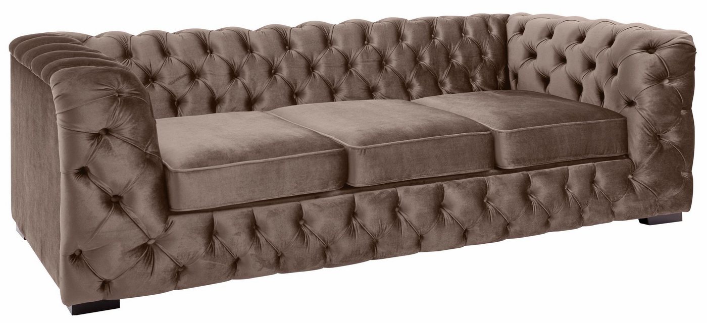 Home affaire Chesterfield-Sofa Kalina, B: 230cm, handgefertigt, hochwertiger Stoff und Leder, klassische Chesterfield-Knopfheftung, sehr hochwertige Verarbeitun – Bild 3 von 5