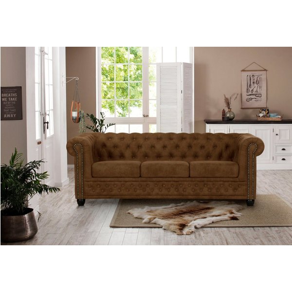 Home affaire Chesterfield-Sofa Rysum, Chesterfield-Optik, in 2 Bezugsqualitäten, 2 Ausf. schnell lieferbar