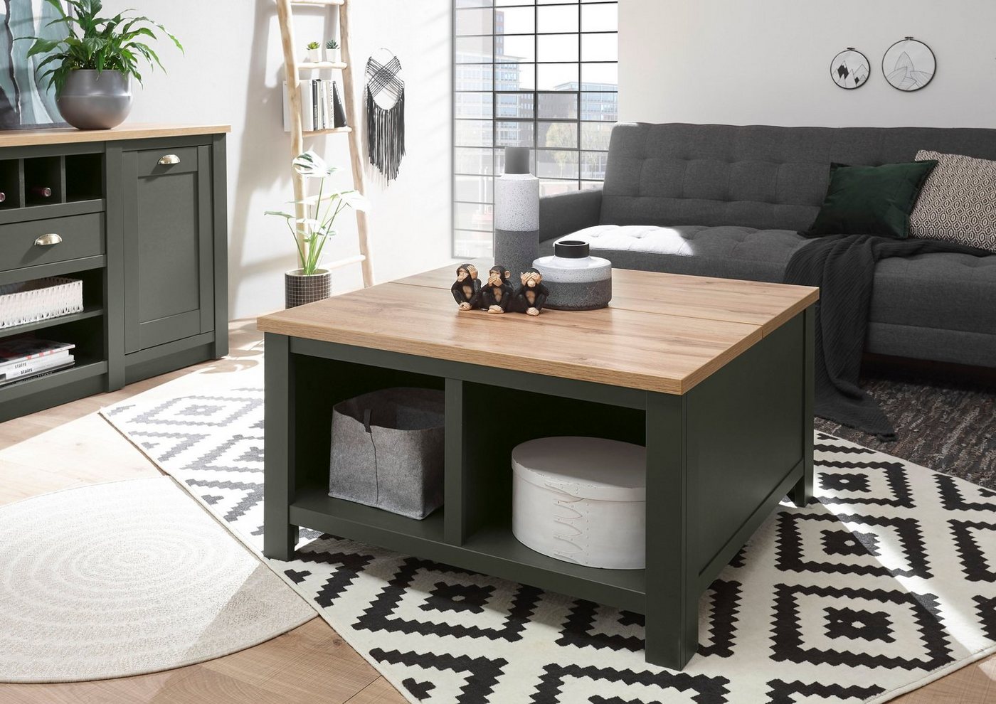 Home affaire Couchtisch Cambridge, Beistelltisch, Wohnzimmertisch, Sofatisch, Tisch, Landhausstil, mit offenen Fächern und Stauraumfach, 93 cm breit – Bild 4 von 5