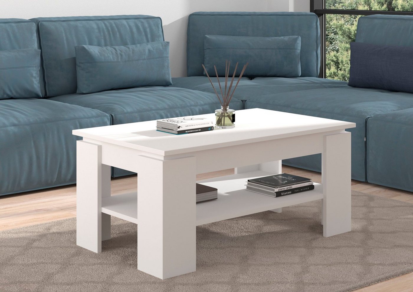 Home affaire Couchtisch Kalmar, rechteckig, 100 x 60 cm, 1 Ablageboden, Sofatisch, Beistelltisch, Kaffetisch, Wohnzimmertisch, coffee table – Bild 3 von 5