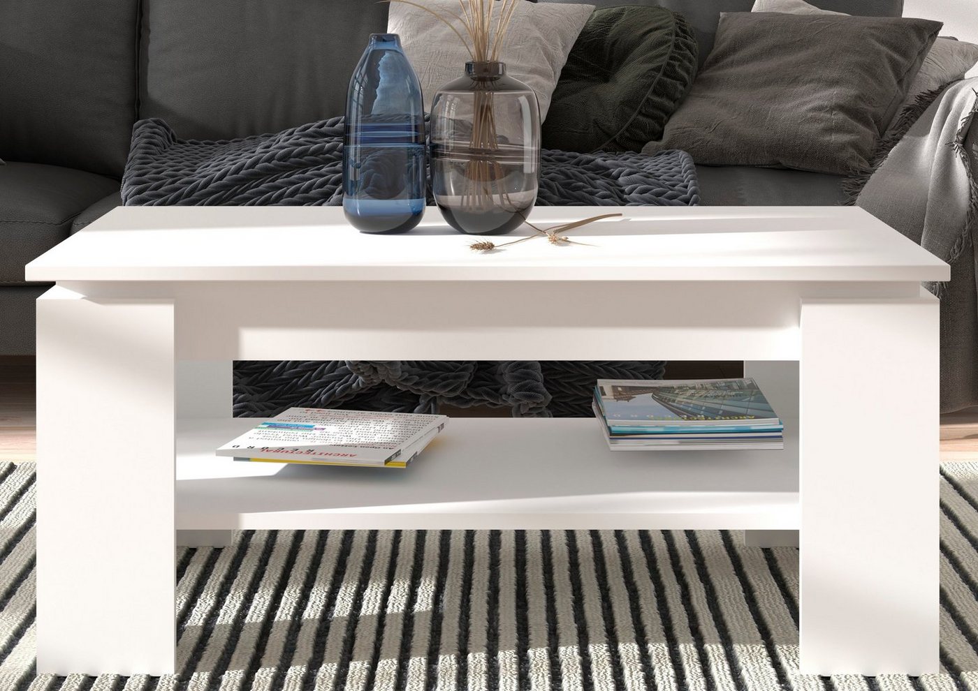 Home affaire Couchtisch Kalmar, rechteckig, 100 x 60 cm, 1 Ablageboden, Sofatisch, Beistelltisch, Kaffetisch, Wohnzimmertisch, coffee table – Bild 4 von 5