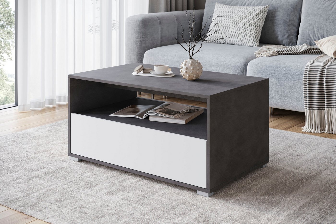 Home affaire Couchtisch Kenia (1-St), Rechteckiger Kaffeetisch, 90x55 cm, mit offenem und geschlossenem Fach – Bild 3 von 5