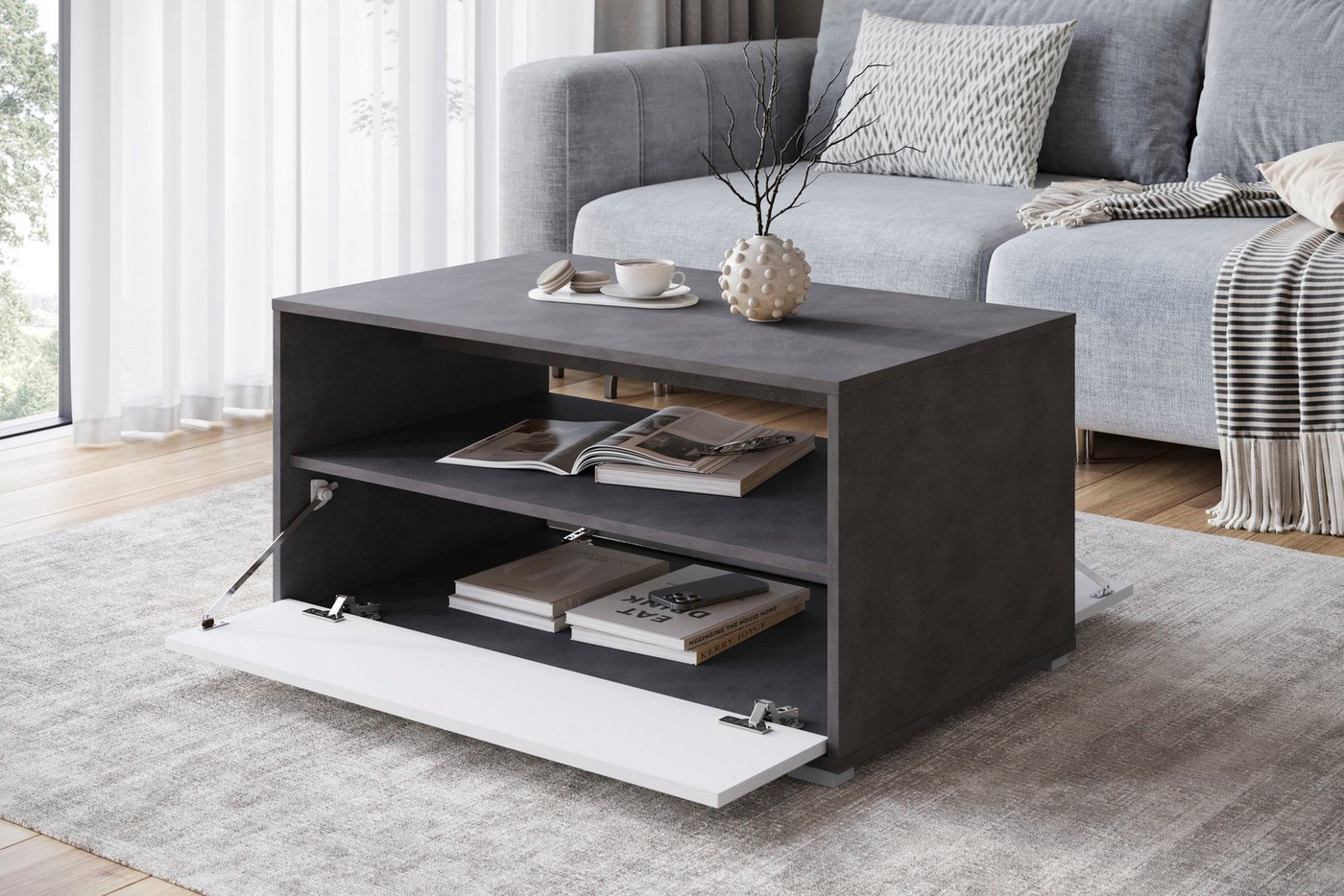 Home affaire Couchtisch Kenia (1-St), Rechteckiger Kaffeetisch, 90x55 cm, mit offenem und geschlossenem Fach – Bild 4 von 5