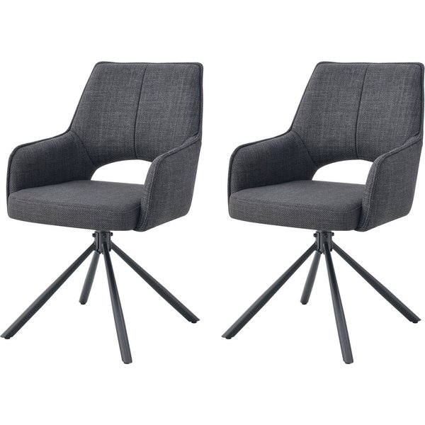 Home affaire Drehstuhl BELLEVILLE, 2er Set, mit Metallgestell in matt schwarz (Set, 2 St)