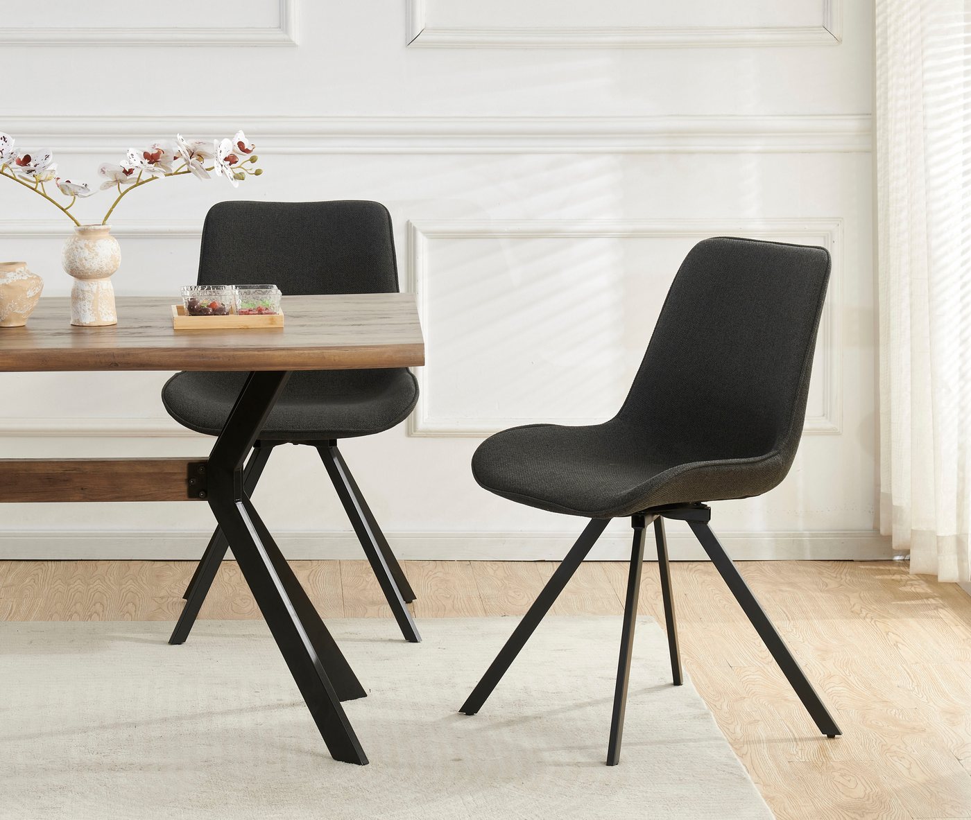 Home affaire Drehstuhl INUVIK, 2er Set, mit Metallgestell in matt schwarz (Set, 2 St), in verschiedenen Farben, Belsatbarkeit pro Stuhl 120 kg – Bild 2 von 5