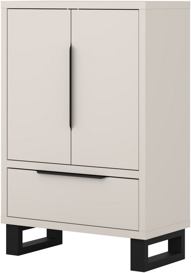 Home affaire Drehtürenschrank Bronne,Breite 89,5 cm, Mehrzweckschrank, Universalschrank, Garderobe Kleiderschrank, 1 Schublade, Metallgriffe, Garderobe – Bild 2 von 5