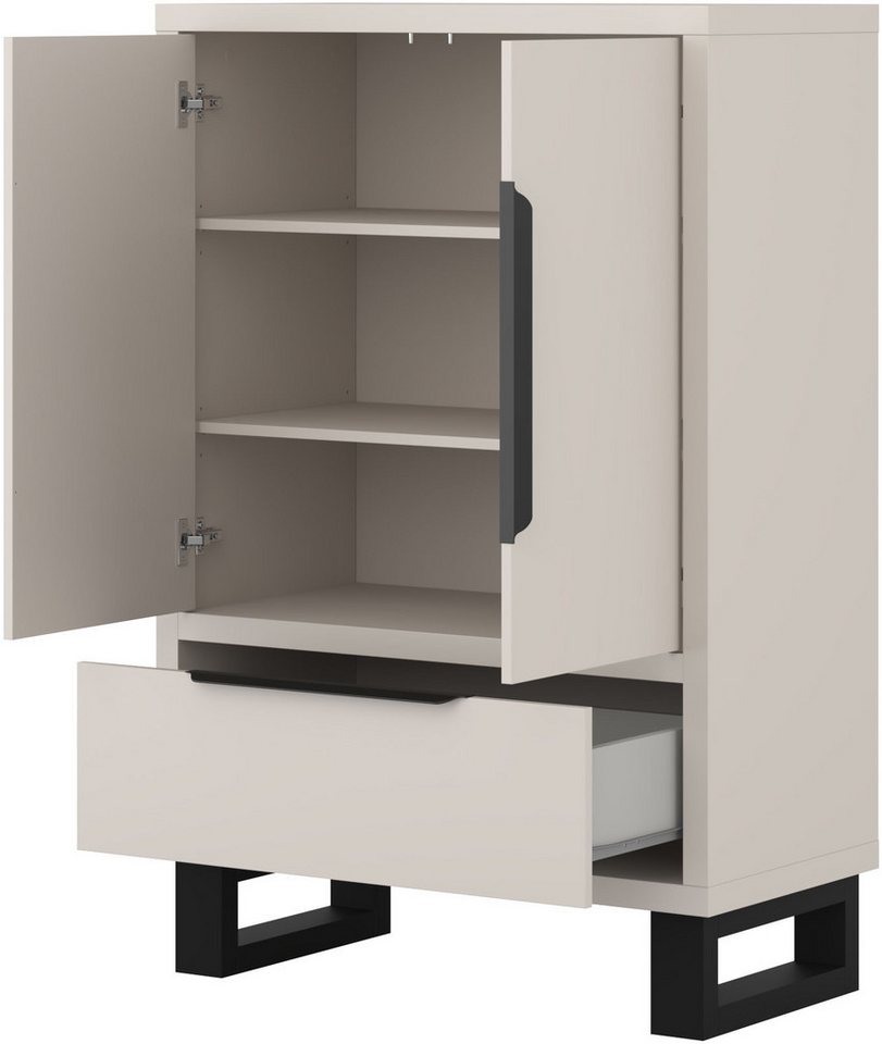 Home affaire Drehtürenschrank Bronne,Breite 89,5 cm, Mehrzweckschrank, Universalschrank, Garderobe Kleiderschrank, 1 Schublade, Metallgriffe, Garderobe – Bild 5 von 5