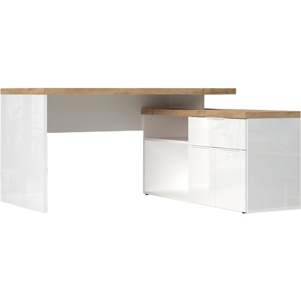 Home affaire Eckschreibtisch Easy, Computertisch – 38 mm Platte, perfekt fürs Büro & Homeoffice, Breite/Tiefe 138/132 cm, Schubkasten mit Selbsteinzug u. Dämpfu