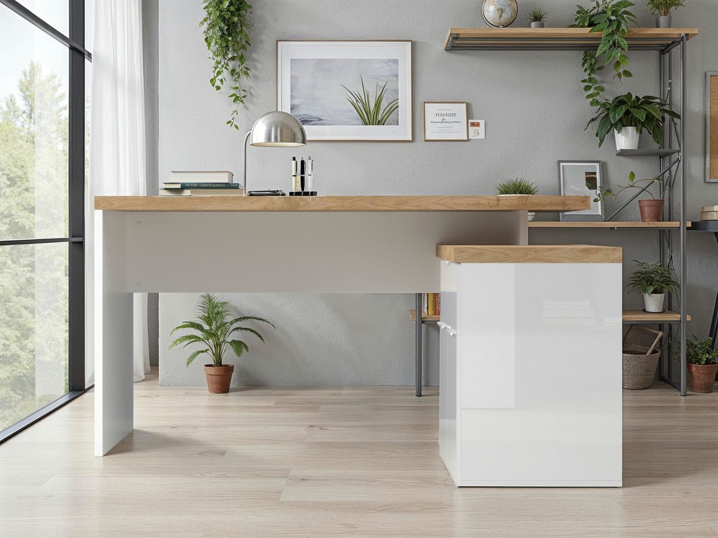Home affaire Eckschreibtisch Easy, Computertisch – 38 mm Platte, perfekt fürs Büro & Homeoffice, Breite/Tiefe 138/132 cm, Schubkasten mit Selbsteinzug u. Dämpfu – Bild 3 von 5