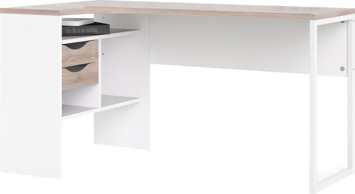 Home affaire Eckschreibtisch Plus, Schreibtisch mit vielen Stauraummöglichkeiten, Gestell aus Metall – Bild 2 von 5