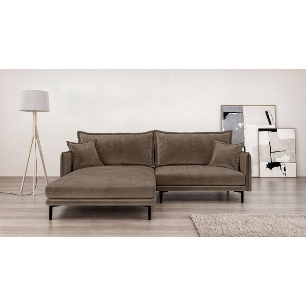 Home affaire Ecksofa ALEXANDRIA mit Recamiere rechts oder links bestellbar, moderne Bezüge, L-Form mit Wellenunterfederung, Maße: B/H/T 246/86/190 cm