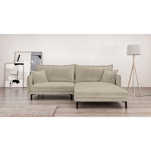 Home affaire Ecksofa ALEXANDRIA mit Recamiere rechts oder links bestellbar, moderne Bezüge, L-Form mit Wellenunterfederung, Maße: B/H/T 246/86/190 cm