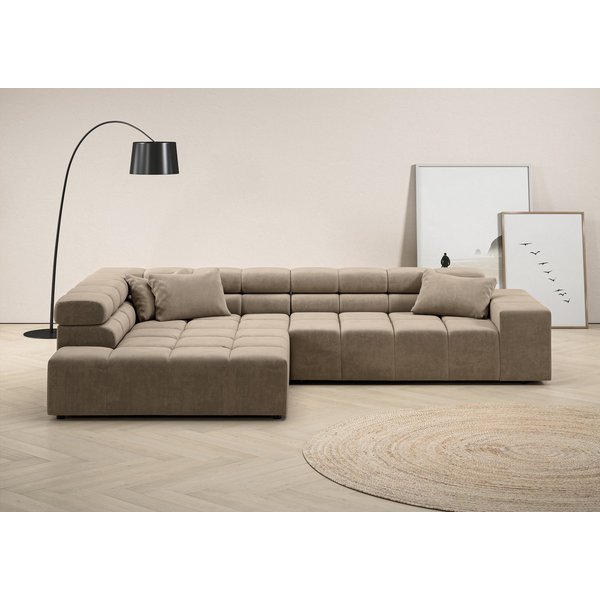 Home affaire Ecksofa Ancona, Ecksofa, incl. Kopfteilverstellung, Breite 319 cm, L-Form, wahlweise motorische Sitztiefenverstellung, auch in Cord + Easy Care