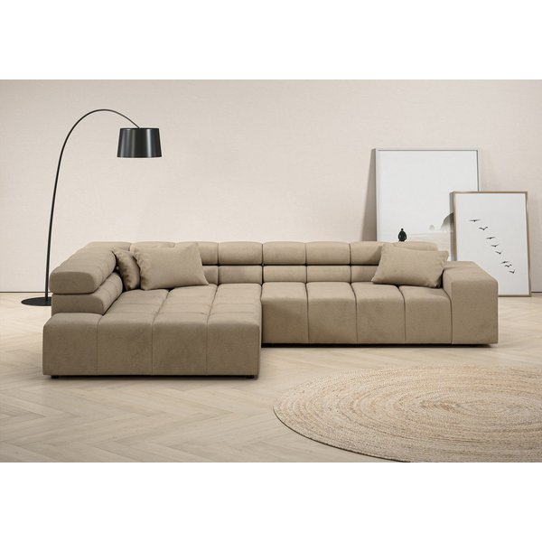 Home affaire Ecksofa Ancona, Ecksofa, incl. Kopfteilverstellung, Breite 319 cm, L-Form, wahlweise motorische Sitztiefenverstellung, auch in Cord + Easy Care
