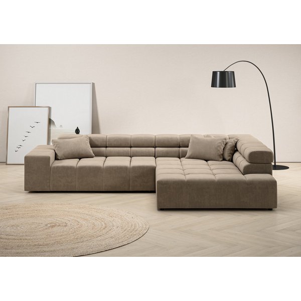 Home affaire Ecksofa Ancona, Ecksofa, incl. Kopfteilverstellung, Breite 319 cm, L-Form, wahlweise motorische Sitztiefenverstellung, auch in Cord + Easy Care