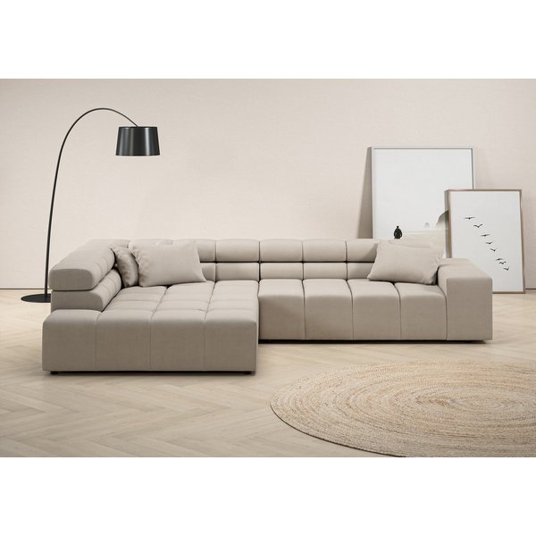 Home affaire Ecksofa Ancona, Ecksofa, incl. Kopfteilverstellung, Breite 319 cm, L-Form, wahlweise motorische Sitztiefenverstellung, auch in Cord + Easy Care