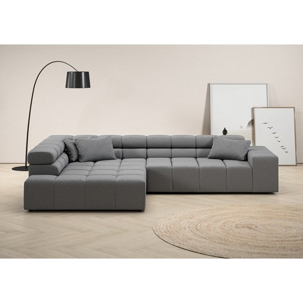 Home affaire Ecksofa Ancona, Ecksofa, incl. Kopfteilverstellung, Breite 319 cm, L-Form, wahlweise motorische Sitztiefenverstellung, auch in Cord + Easy Care