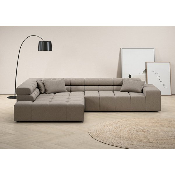 Home affaire Ecksofa Ancona, Ecksofa, incl. Kopfteilverstellung, Breite 319 cm, L-Form, wahlweise motorische Sitztiefenverstellung, auch in Cord + Easy Care