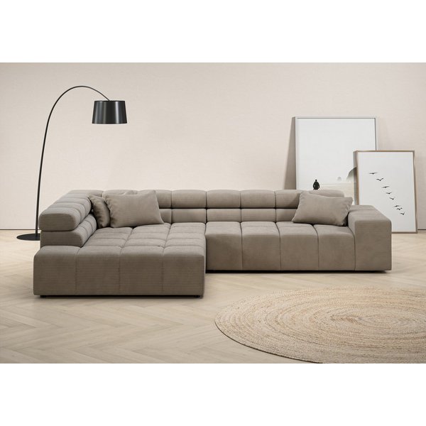Home affaire Ecksofa Ancona, Ecksofa, incl. Kopfteilverstellung, Breite 319 cm, L-Form, wahlweise motorische Sitztiefenverstellung, auch in Cord + Easy Care