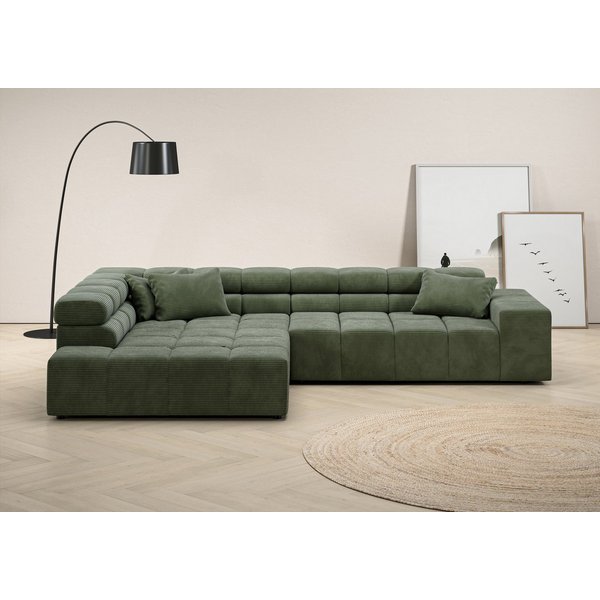Home affaire Ecksofa Ancona, Ecksofa, incl. Kopfteilverstellung, Breite 319 cm, L-Form, wahlweise motorische Sitztiefenverstellung, auch in Cord + Easy Care