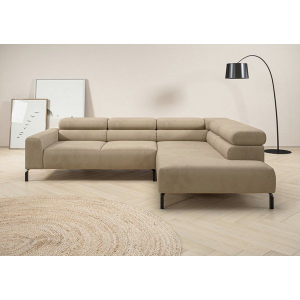 Home affaire Ecksofa Antonelli, L-Form, inkl. Kopfteilverstellung, Breite 276 cm, bequem, mit elektrischer Sitztiefenverstellung, in Feincord, sand