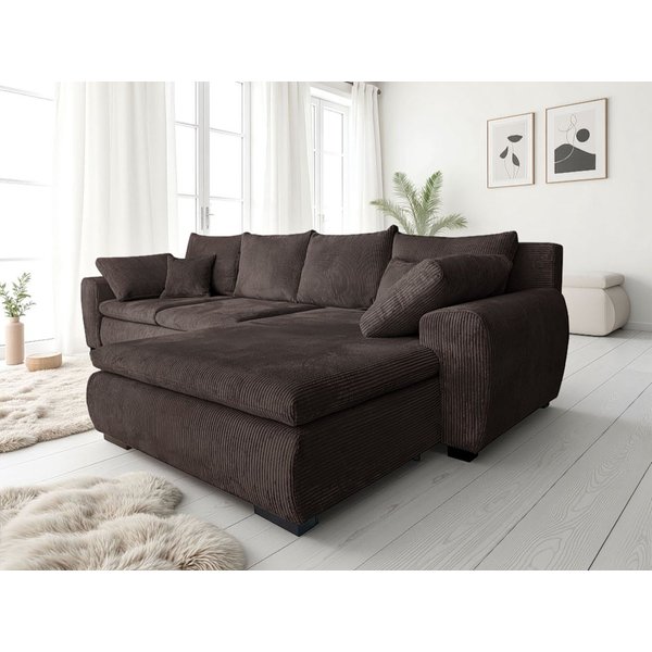 Home affaire Ecksofa Cara Mia L-Form, B: 325 cm, XXL-Sofa mit 4 Zierkissen, mit Schlaffunktion & Bettkasten, Liegefl. 145x270 cm