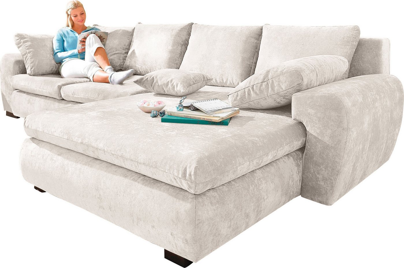 Home affaire Ecksofa Cara Mia L-Form, B: 325 cm, XXL-Sofa mit 4 Zierkissen, optional Schlaffunktion & Bettkasten, Liegefl. 145x270 cm – Bild 2 von 5