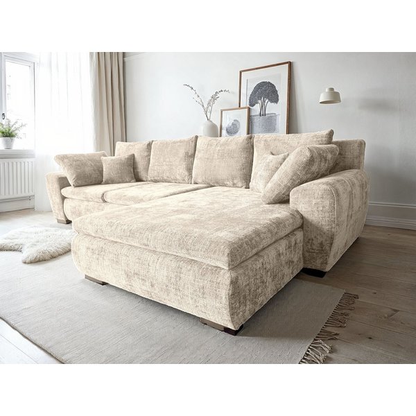 Home affaire Ecksofa Cara Mia L-Form, B: 325 cm, XXL-Sofa mit 4 Zierkissen, mit Schlaffunktion & Bettkasten, Liegefl. 145x270 cm