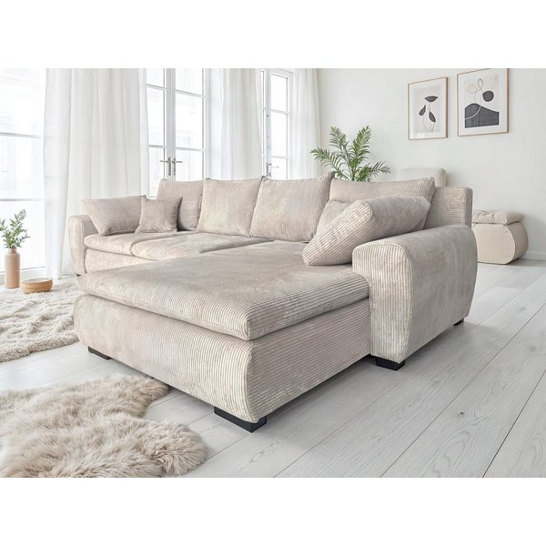 Home affaire Ecksofa Cara Mia L-Form, B: 325 cm, XXL-Sofa mit 4 Zierkissen, optional Schlaffunktion & Bettkasten, Liegefl. 145x270 cm