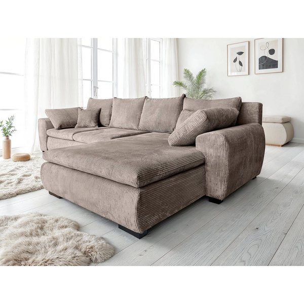 Home affaire Ecksofa Cara Mia L-Form, B: 325 cm, XXL-Sofa mit 4 Zierkissen, mit Schlaffunktion & Bettkasten, Liegefl. 145x270 cm