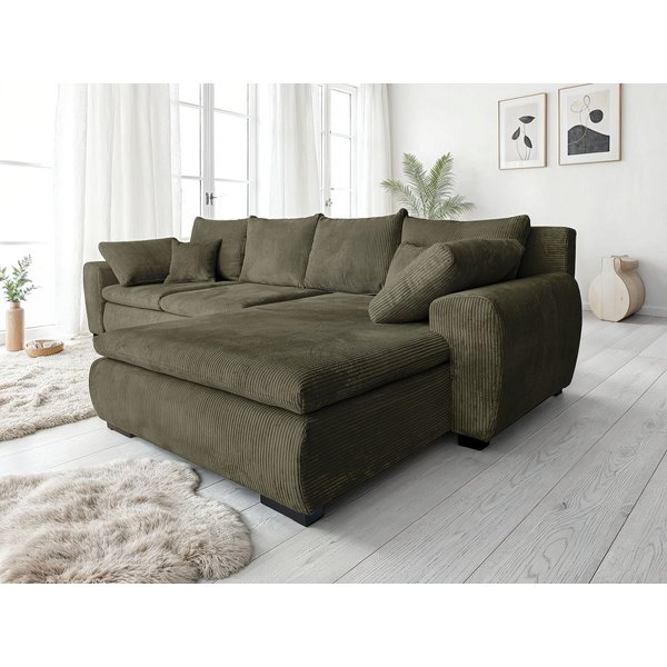 Home affaire Ecksofa Cara Mia L-Form, B: 325 cm, XXL-Sofa mit 4 Zierkissen, mit Schlaffunktion & Bettkasten, Liegefl. 145x270 cm