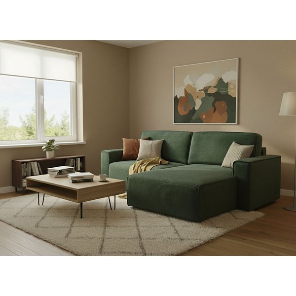 Home affaire Ecksofa Chance, Recamiere beidseitig montierbar, Schlaffunktion, Breite 265 cm, in Cordstoff HYPER, mit Schlaffunktion und Bettkasten