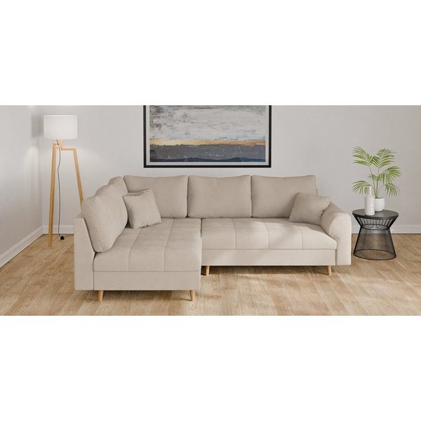 Home affaire Ecksofa CHARRE L-Form mit Ottomane, Maße B/T/H: 231/161/81 cm, feine Steppung, lose Rücken- und Zierkissen, auch in Cord und Bouclé