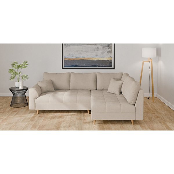 Home affaire Ecksofa CHARRE L-Form mit Ottomane, Maße B/T/H: 231/161/81 cm, feine Steppung, lose Rücken- und Zierkissen, auch in Cord und Bouclé