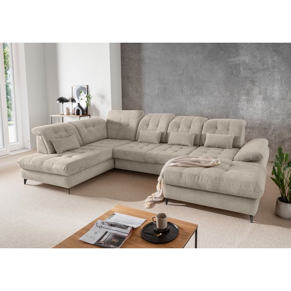 Home affaire Ecksofa Delphino, Multifunktionen, 358 x 216 cm, modern & bequem, Microfaser, L-Form, Bettfunktion, Nierenkissen, Verstellungen
