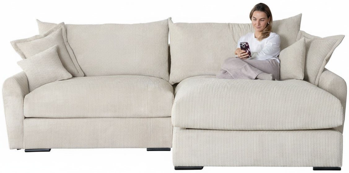 Home affaire Ecksofa Finca XL L-Form, B: 190 cm, 4 Zierkissen, Mega-Sofa, in Cord oder Chenille-Struktur, Federkern – Bild 2 von 5