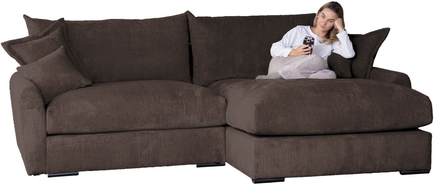 Home affaire Ecksofa Finca XL L-Form, B: 190 cm, 4 Zierkissen, Mega-Sofa, in Cord oder Chenille-Struktur, Federkern – Bild 2 von 5